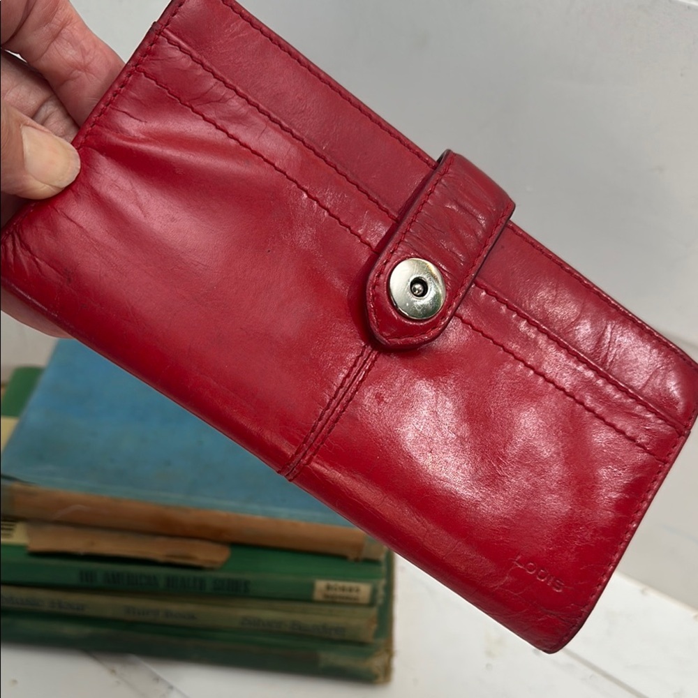 Lodi’s Red Leather check length Wallet